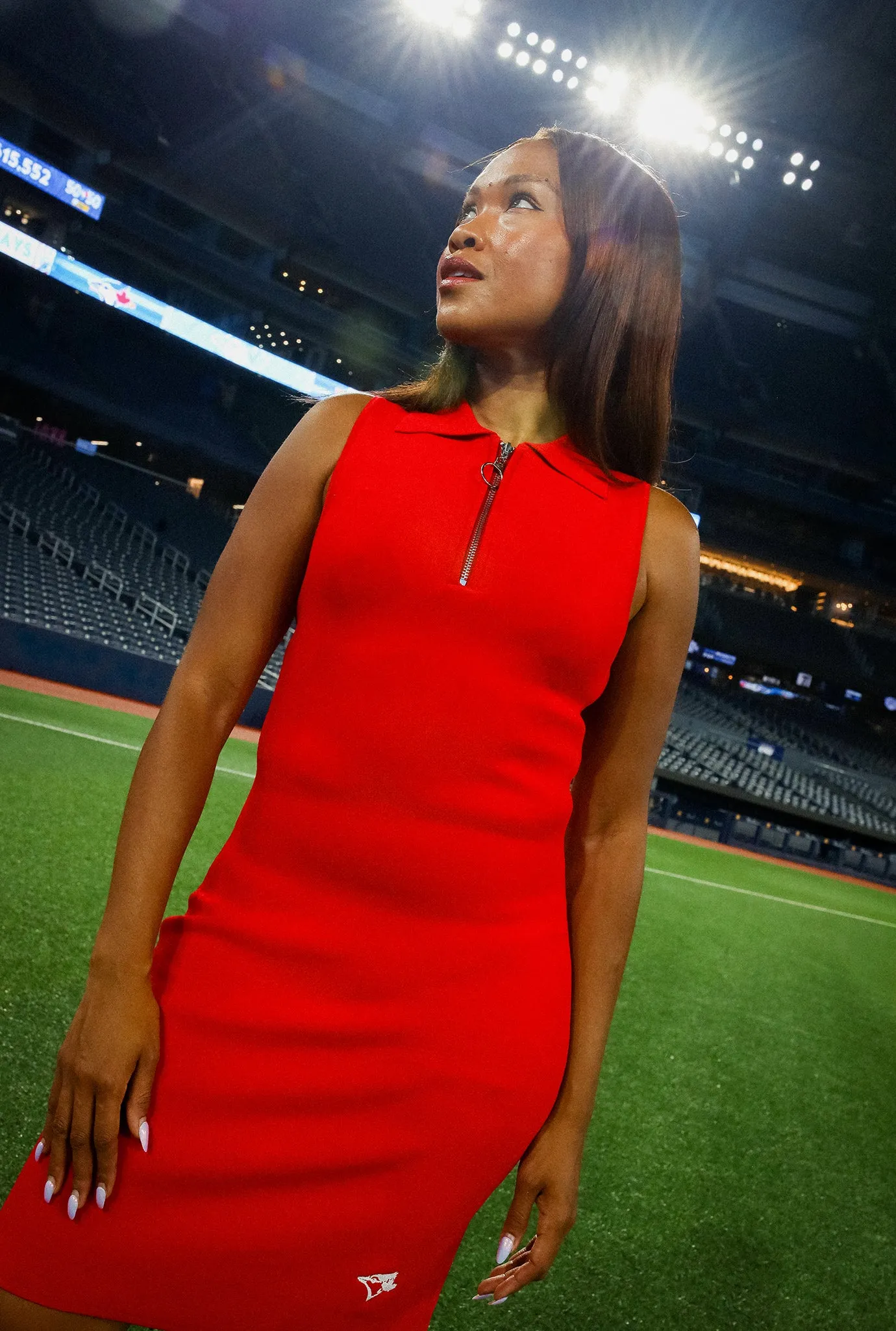Toronto Blue Jays x Hazel Mae Zip Up Collar Dress - Red sold by Peace-Collective product image thumbnail 4
