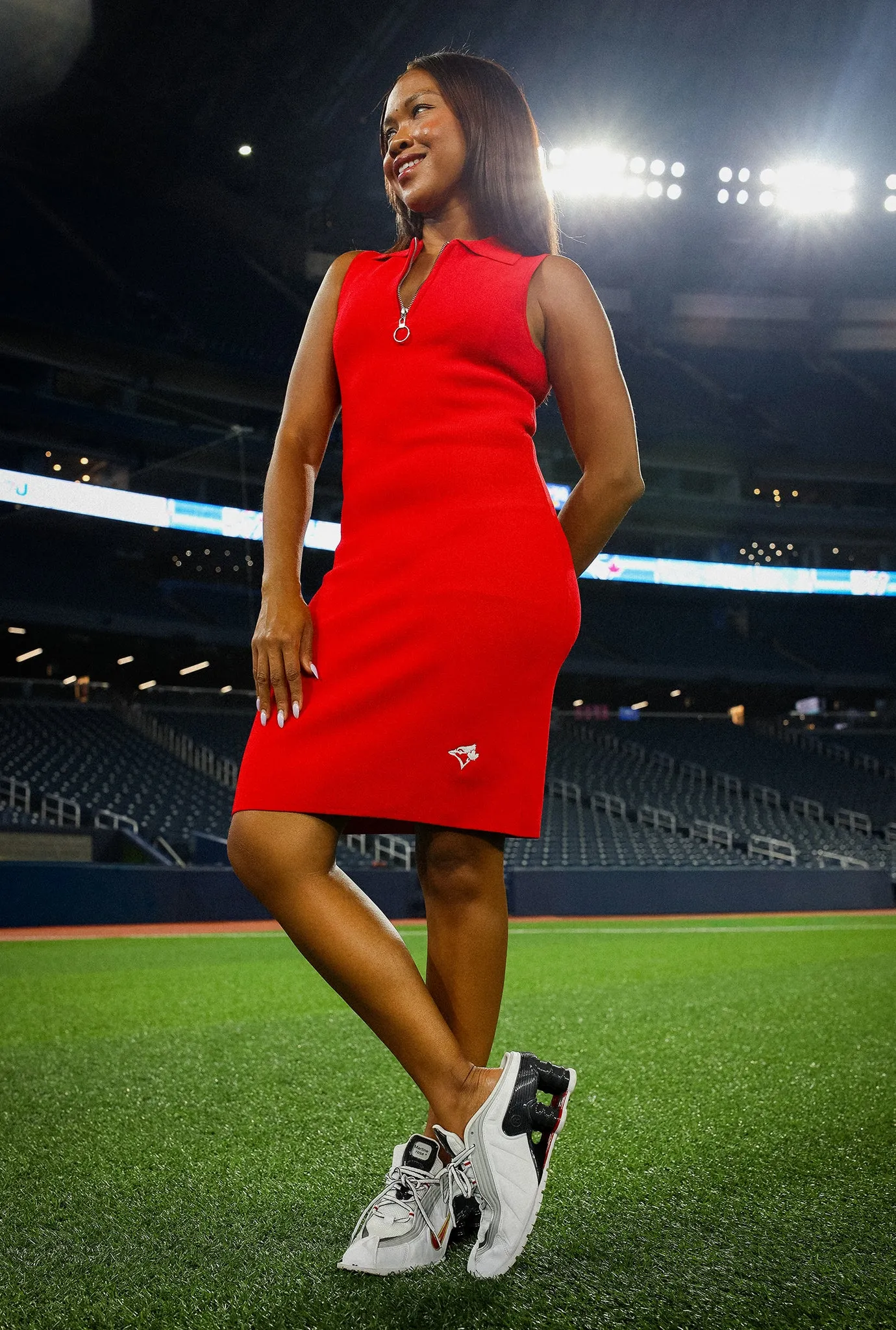 Toronto Blue Jays x Hazel Mae Zip Up Collar Dress - Red sold by Peace-Collective product image thumbnail 3