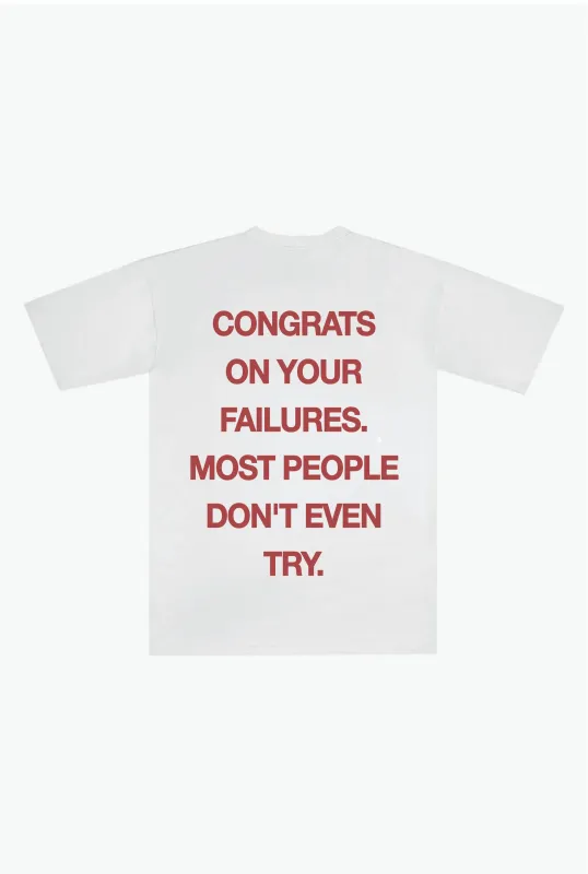 Congrats on Your Failures Heavyweight T-Shirt - White made by Peace-Collective