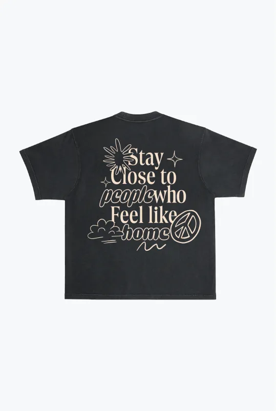 Peace Heavyweight Garment Dyed T-Shirt - Black made by Peace-Collective