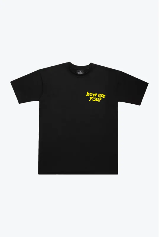 P/C x Smiley How Are You Really Heavyweight T-Shirt - Black sold by Peace-Collective
