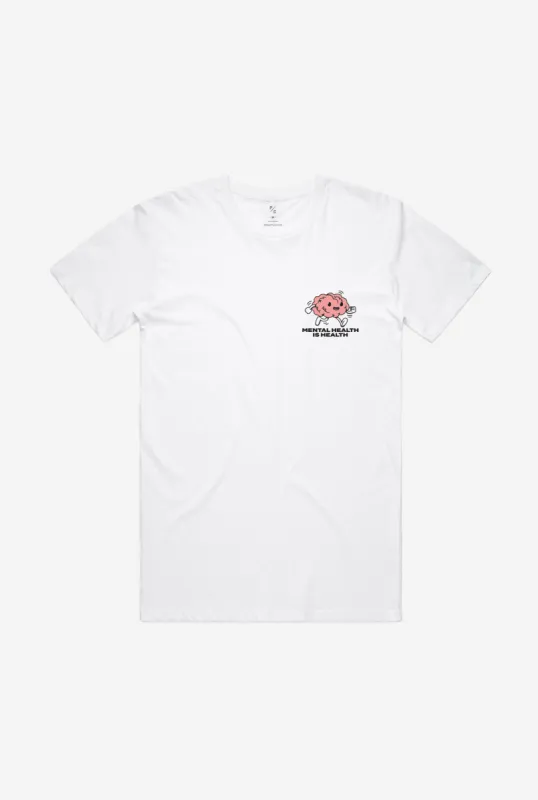 Mental Health is Health Brain Graphic T-Shirt - White sold by Peace-Collective