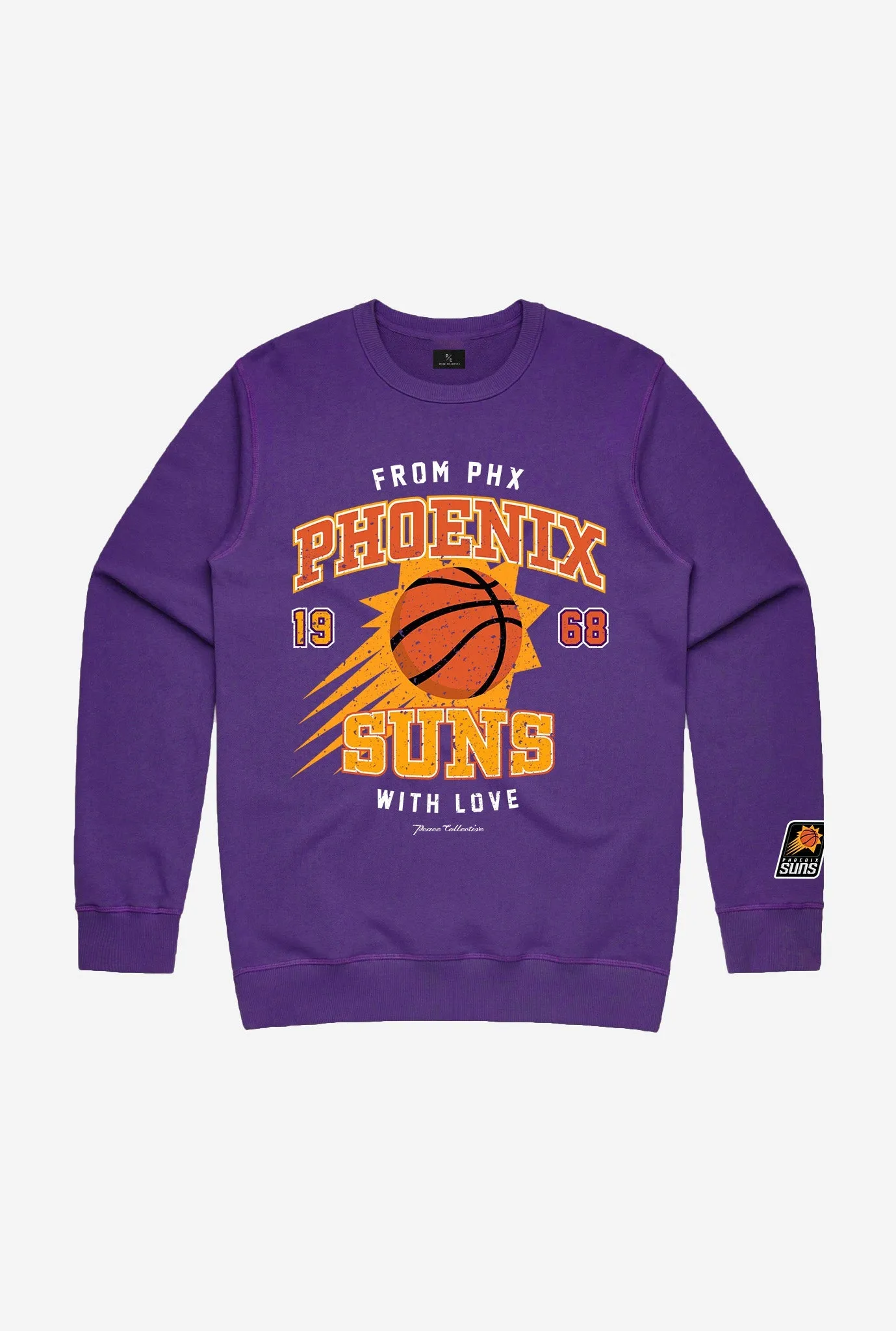 Phoenix Suns Washed Crewneck - Purple sold by Peace-Collective