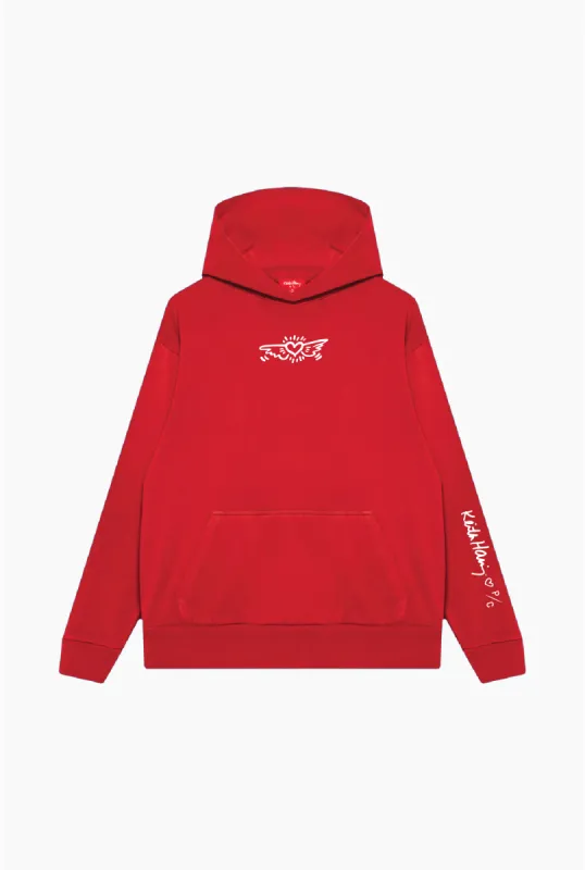 P/C x Keith Haring Heavyweight Hoodie - Red made by Peace-Collective