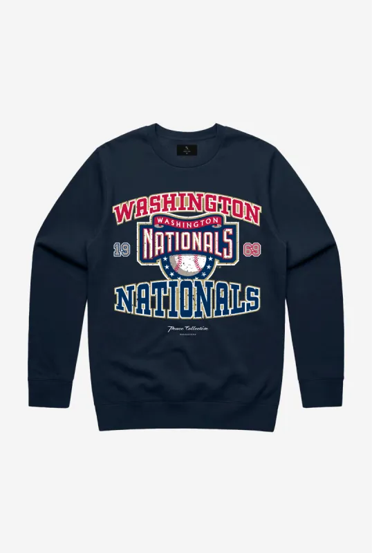 Washington Nationals Vintage Washed Crewneck - Navy sold by Peace-Collective