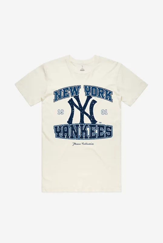 New York Yankees Vintage Washed T-Shirt - Ivory sold by Peace-Collective
