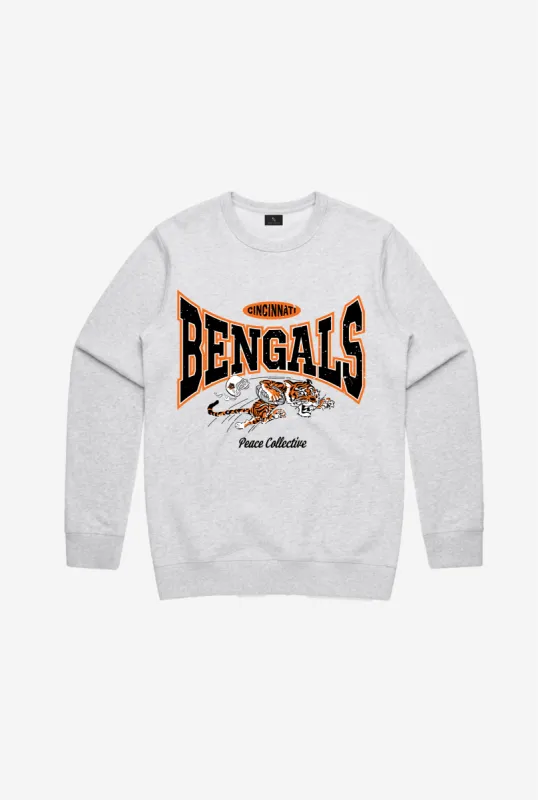 Cincinnati Bengals Washed Graphic Crewneck - Ash sold by Peace-Collective