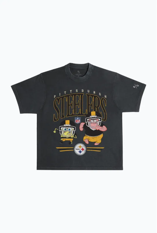 Spongebob & Patrick Rush Heavy Pigment Dye T-Shirt - Pittsburgh Steelers sold by Peace-Collective