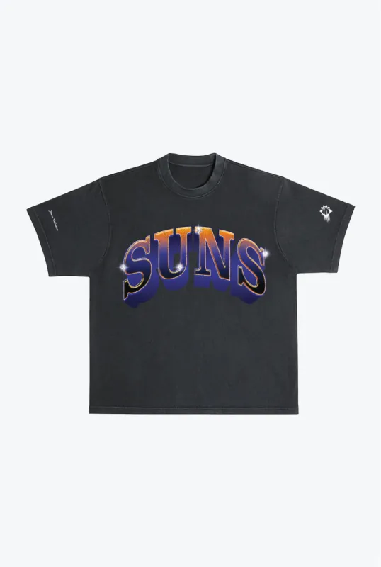 Phoenix Suns Graffiti Pigment Dye Heavyweight T-Shirt - Black sold by Peace-Collective