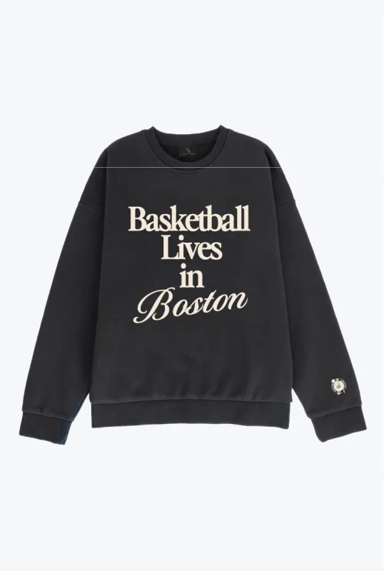 Basketball Lives in Boston SuperHeavy™️ Crewneck - Off Black sold by Peace-Collective