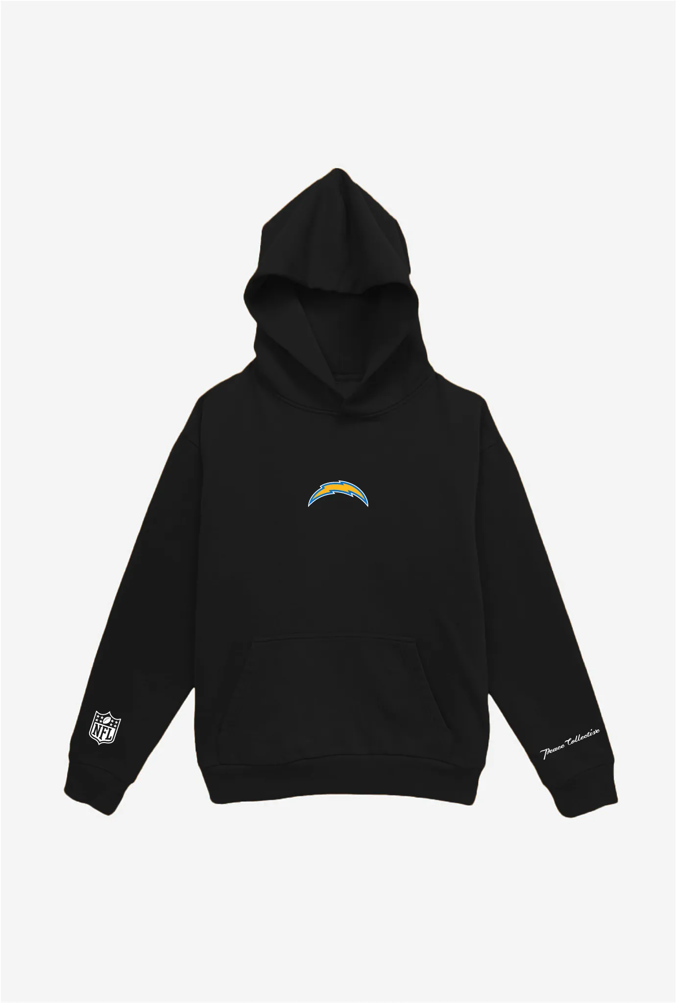 Los Angeles Chargers Logo Heavyweight Hoodie - Black sold by Peace-Collective