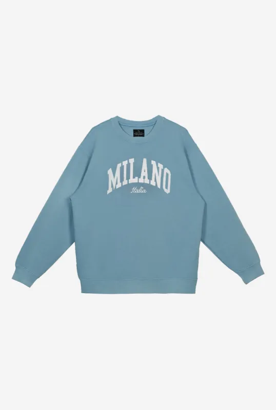 Milano Tourist Pigment Dye Crewneck - Slate Blue sold by Peace-Collective