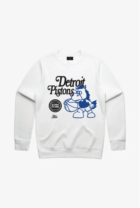 Detroit Pistons Mascot Crewneck - White sold by Peace-Collective
