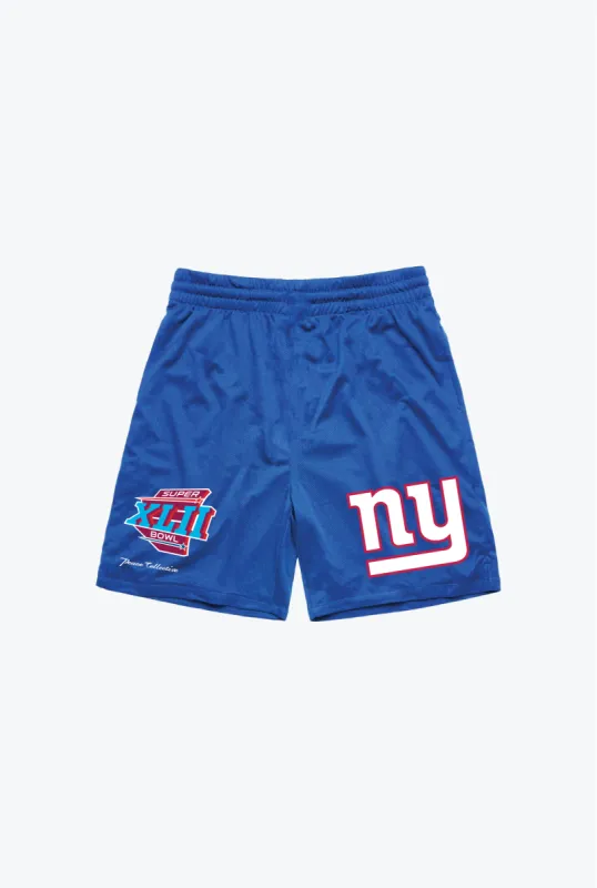 New York Giants Super Bowl XLII Mesh Shorts - Blue sold by Peace-Collective