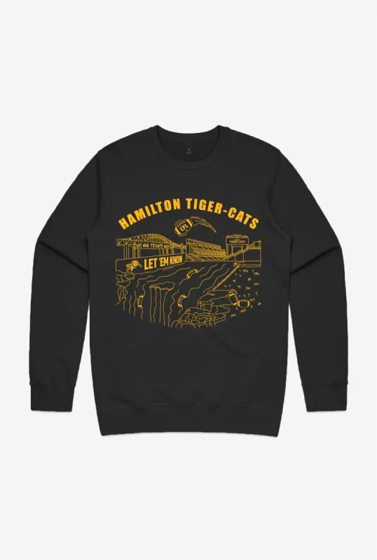 Hamilton Tiger-Cat Let 'em Know Crewneck - Black sold by Peace-Collective