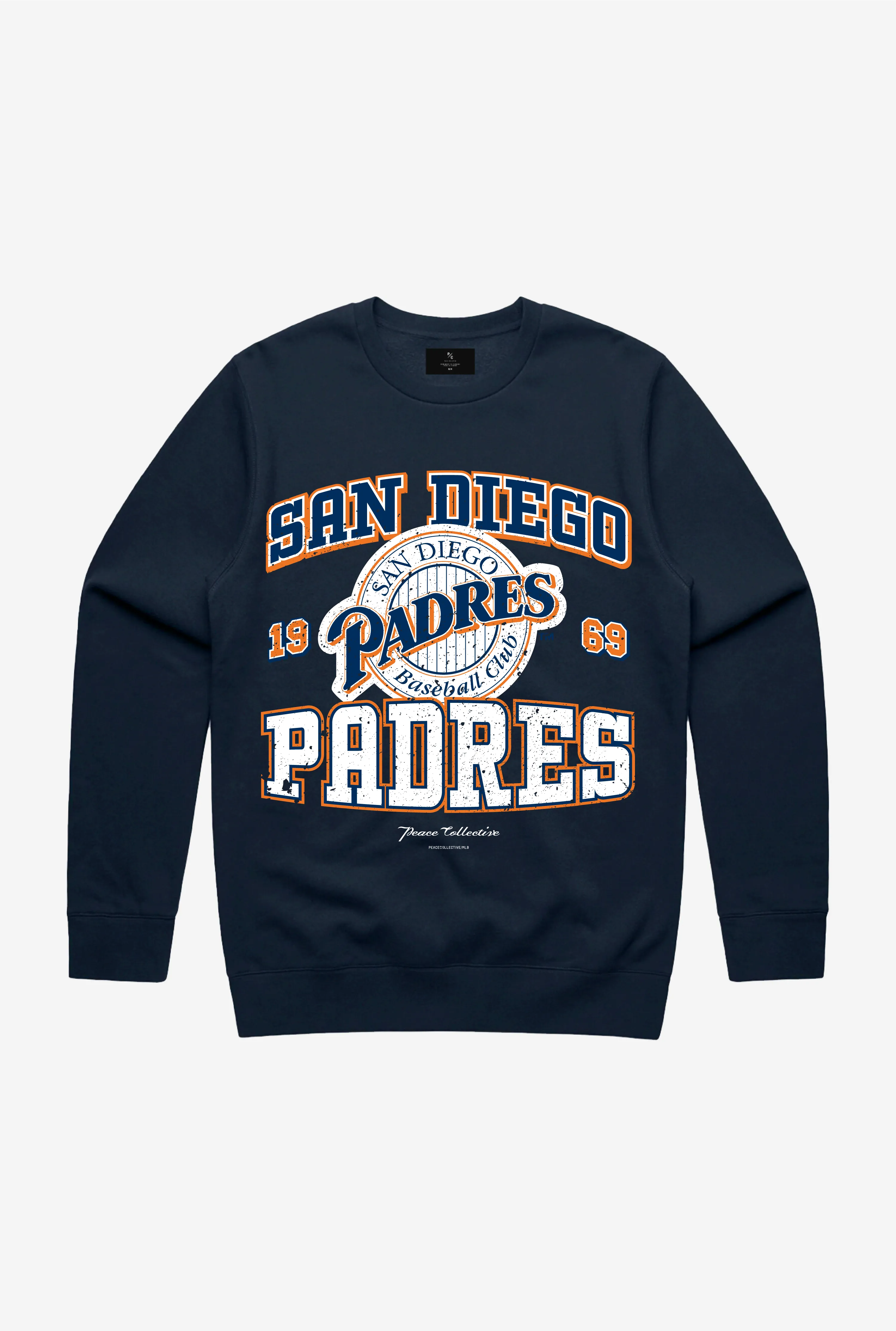 San Diego Padres Vintage Washed Crewneck - Navy sold by Peace-Collective
