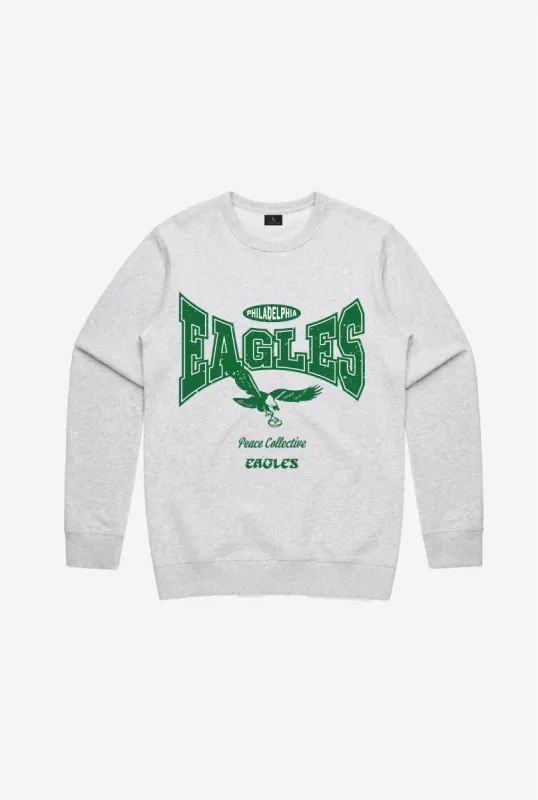 Philadelphia Eagles Washed Graphic Crewneck - Ash sold by Peace-Collective