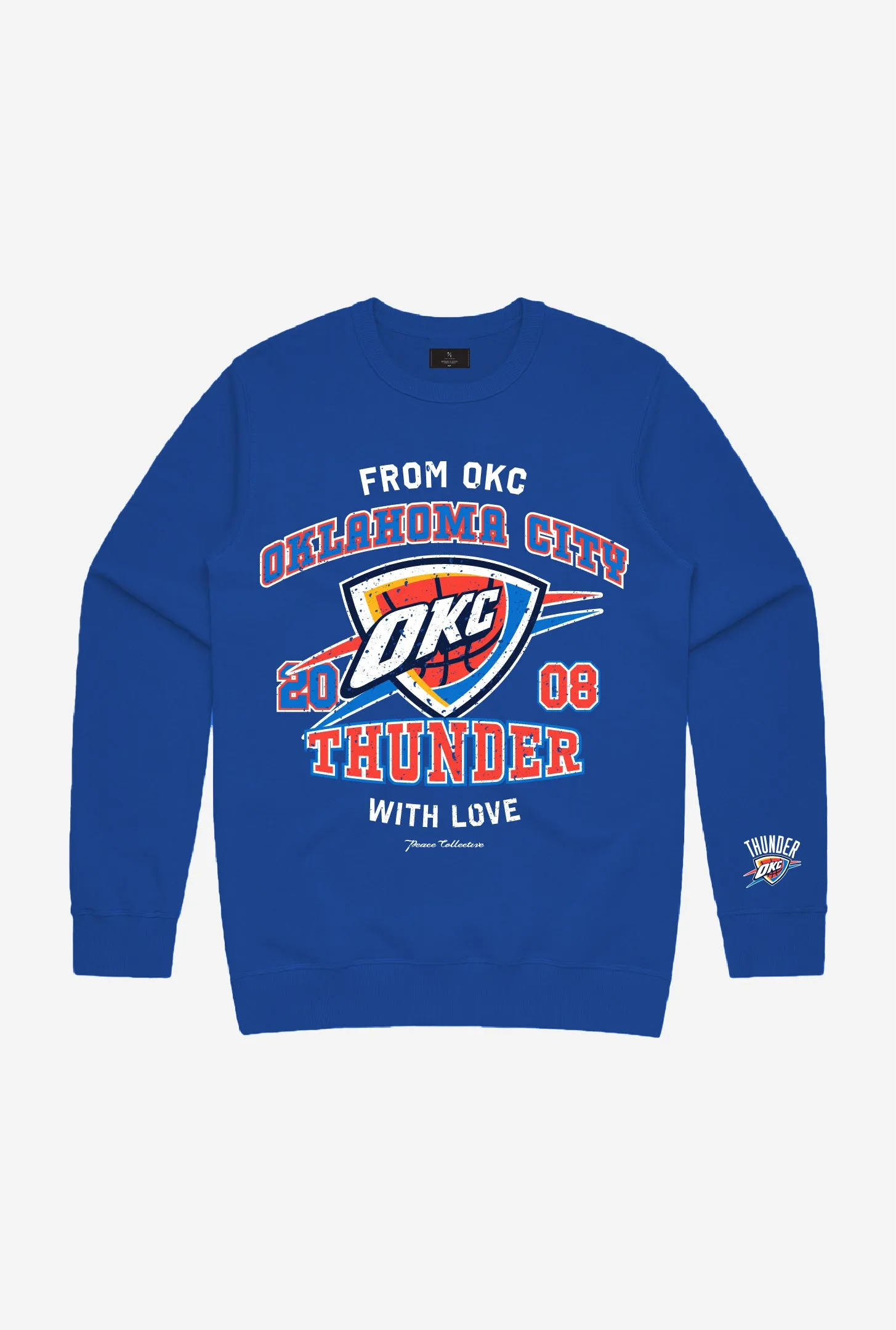 Oklahoma City Thunder Washed Crewneck - Royal Blue sold by Peace-Collective