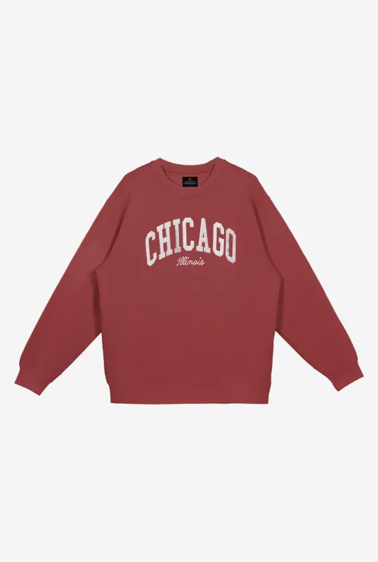 Chicago Tourist Pigment Dye Crewneck - Maroon sold by Peace-Collective