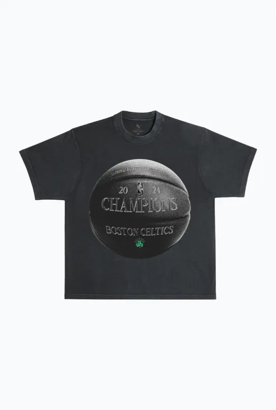 Boston Celtics 2024 NBA Champions Garment Dyed Heavyweight T-Shirt - Black sold by Peace-Collective