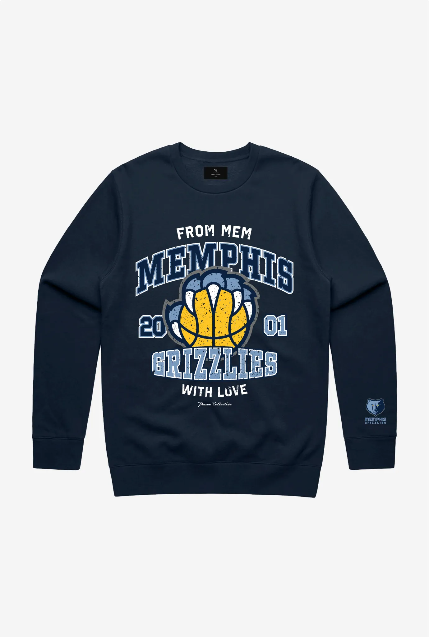 Memphis Grizzlies Washed Crewneck - Navy sold by Peace-Collective