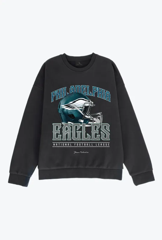 Philadelphia Eagles Helmet SuperHeavy™️ Crewneck - Off Black sold by Peace-Collective