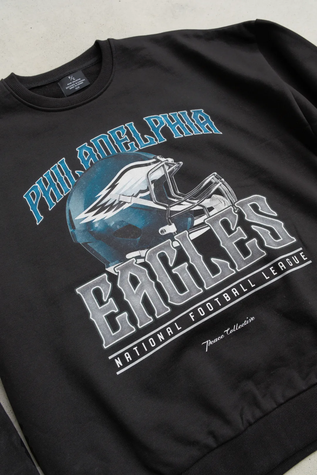 Philadelphia Eagles Helmet SuperHeavy™️ Crewneck - Off Black sold by Peace-Collective product image thumbnail 3