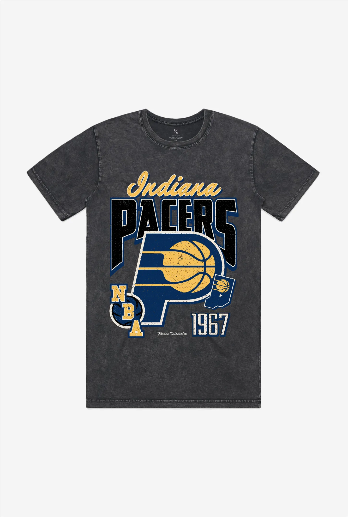 Indiana Pacers Stonewash T-Shirt - Black sold by Peace-Collective