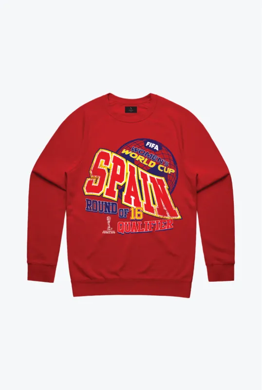 FIFA Historic Women’s World Cup Team Spain Crewneck - Red sold by Peace-Collective
