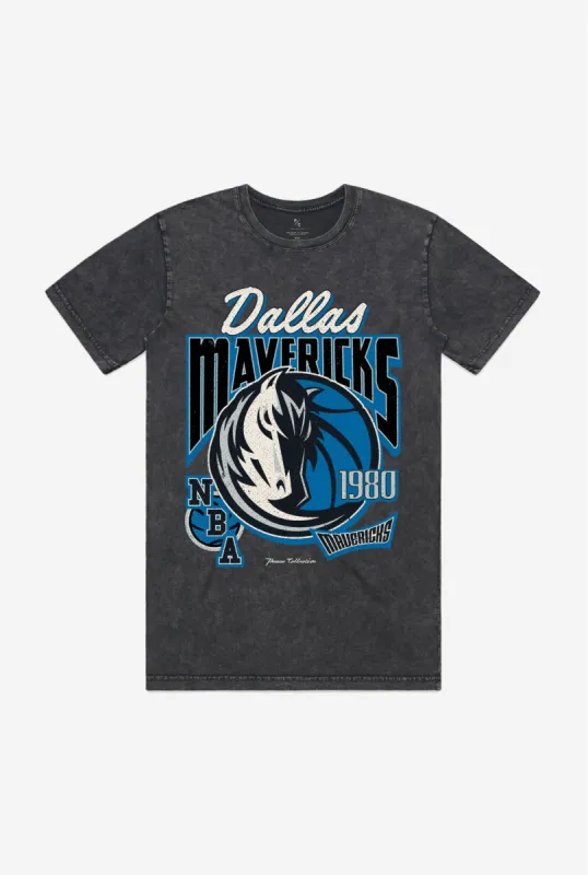 Dallas Mavericks Stonewash T-Shirt - Black sold by Peace-Collective