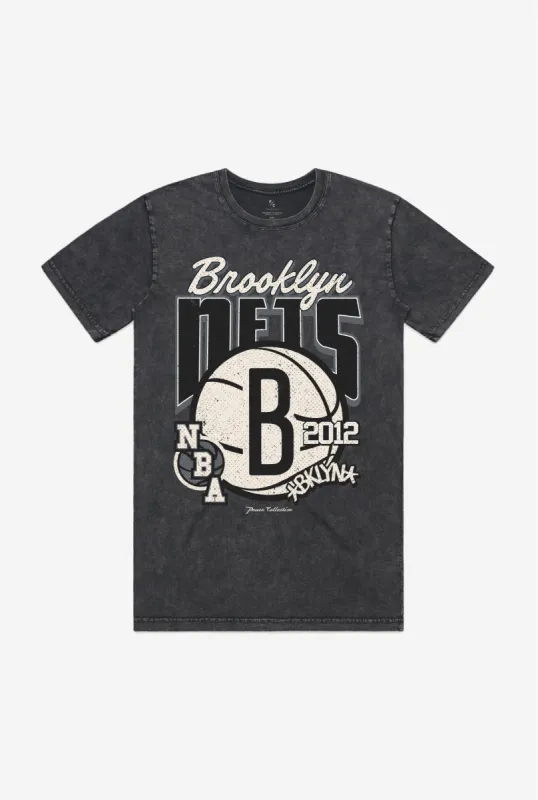 Brooklyn Nets Stonewash T-Shirt - Black sold by Peace-Collective