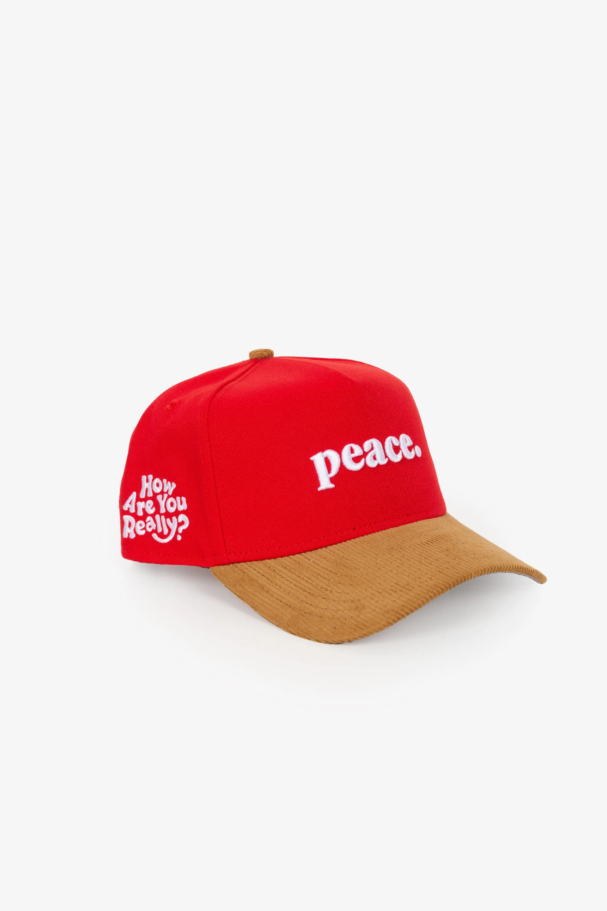 Peace How Are You Really 9FORTY Adjustable Cap - Red/ Wheat Corduory sold by Peace-Collective product image thumbnail 2