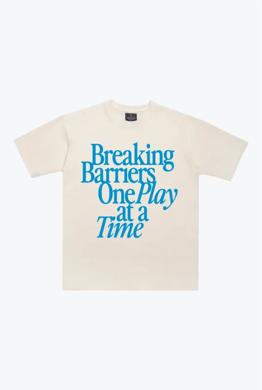 Breaking Barriers One Play at a Time Heavyweight T-Shirt - Ivory sold by Peace-Collective