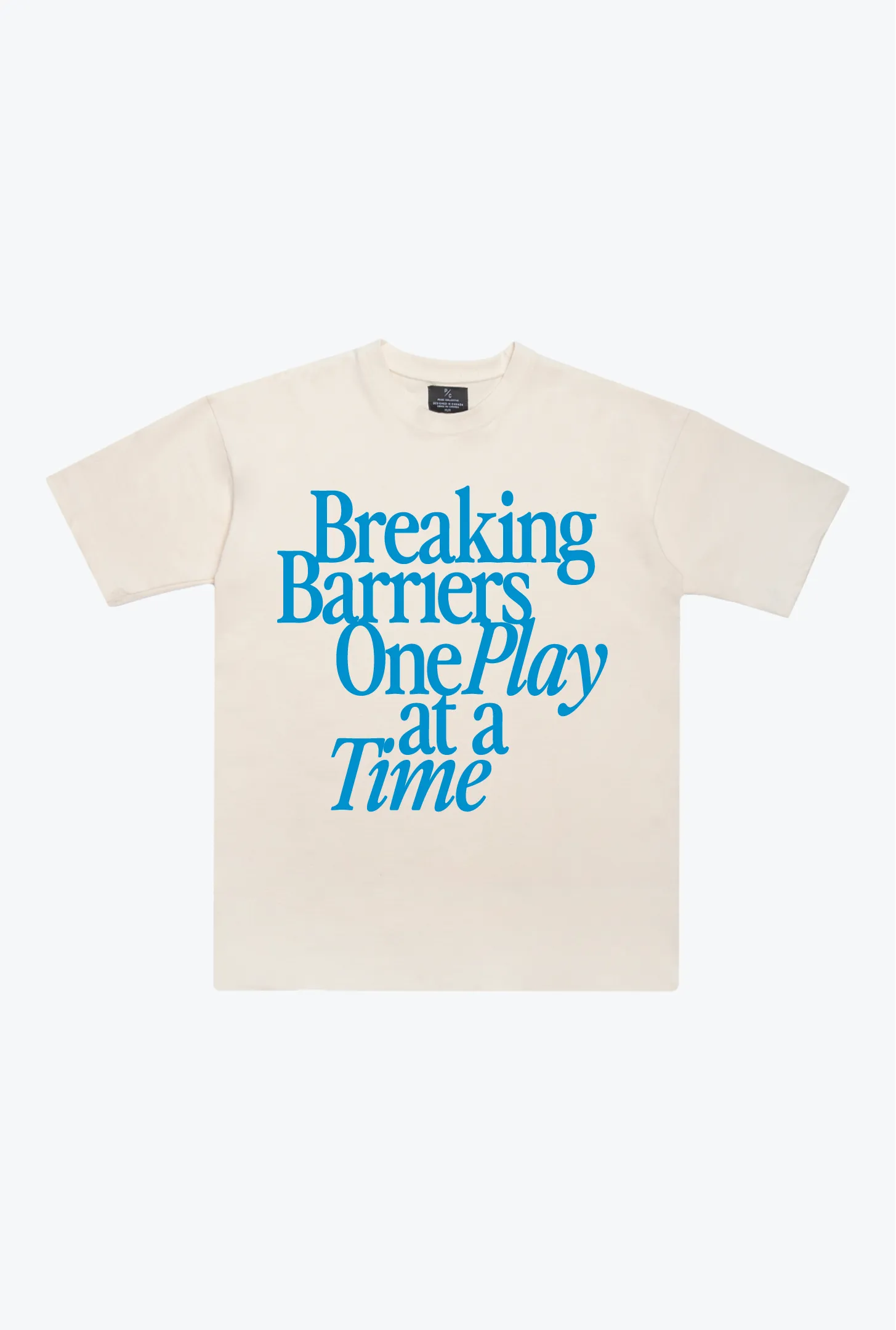 Breaking Barriers One Play at a Time Heavyweight T-Shirt - Ivory sold by Peace-Collective