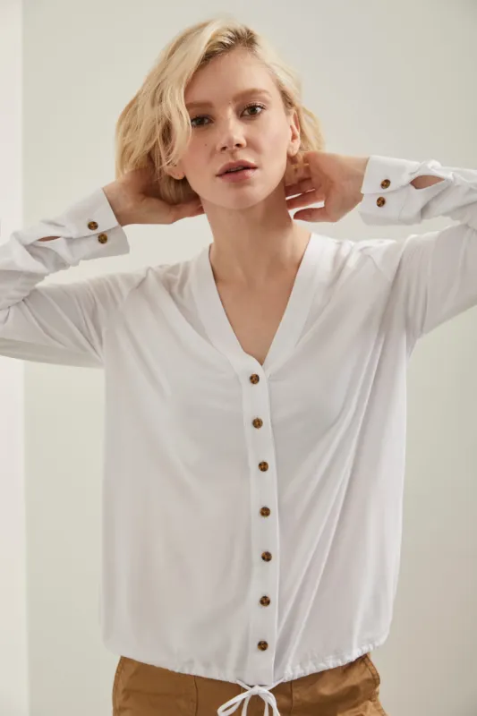 Jersey top tied at front sold by Tristan Style
