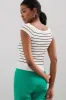 Off shoulder sweater with stripes sold by Tristan Style
