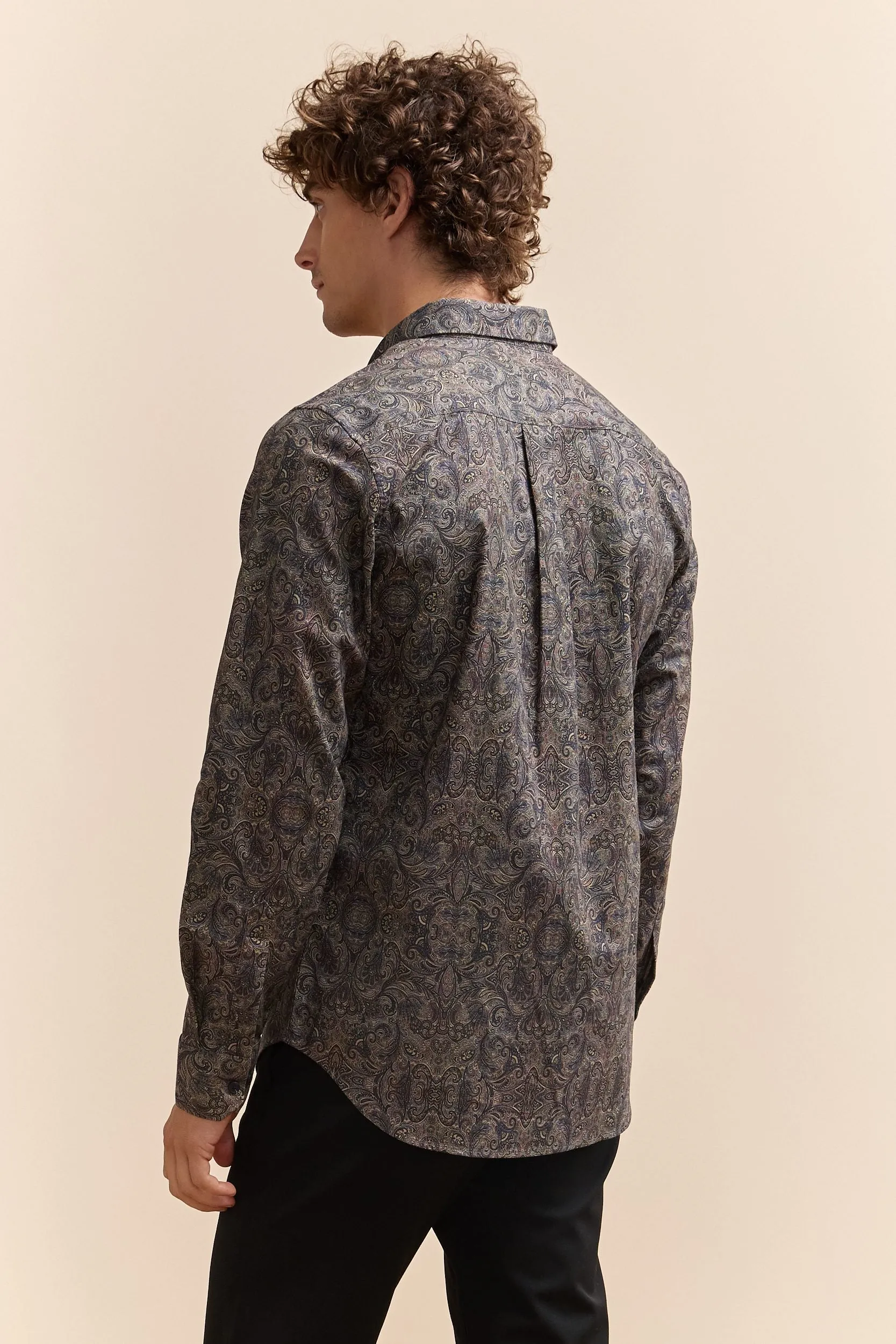 Paisley print fitted shirt with button down collar sold by Tristan Style product image thumbnail 2