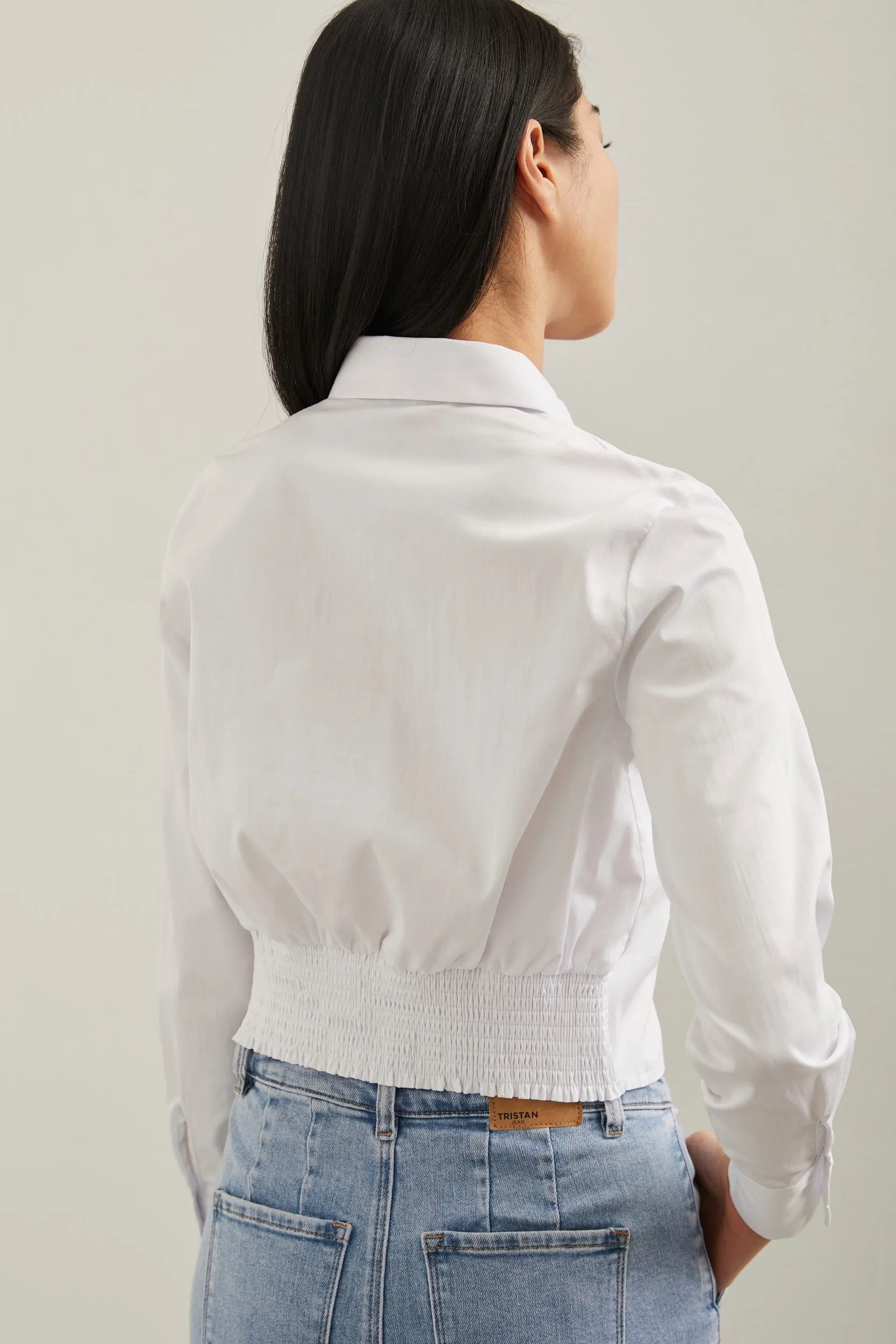 Cropped blouse with princess cuts sold by Tristan Style product image thumbnail 3
