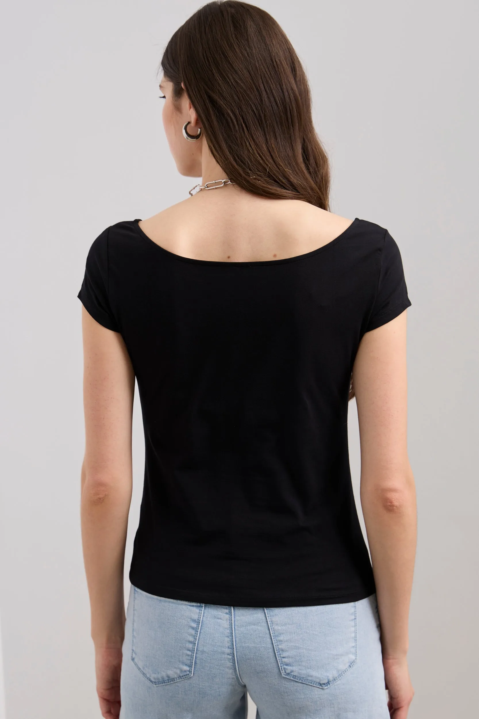 T-shirt with ballerina neckline sold by Tristan Style product image thumbnail 4