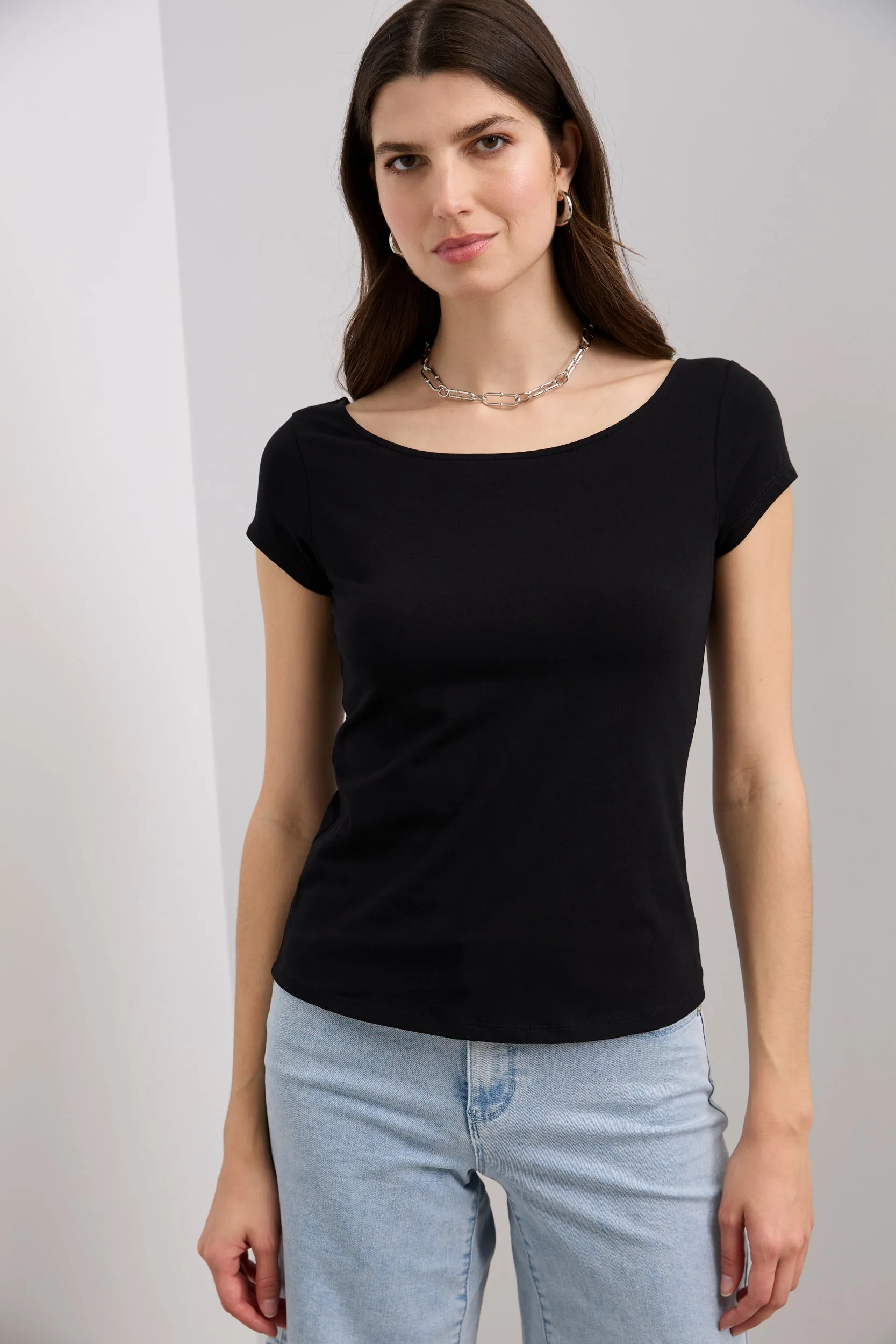 T-shirt with ballerina neckline sold by Tristan Style product image thumbnail 3