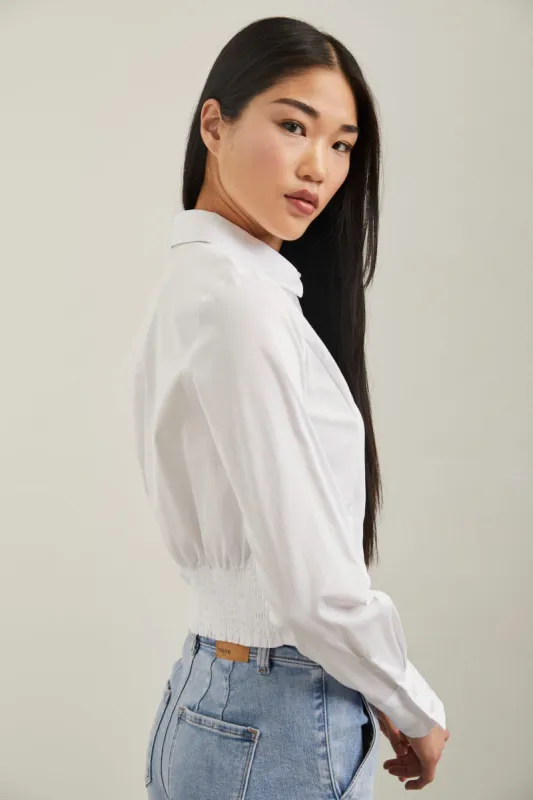 Cropped blouse with princess cuts sold by Tristan Style