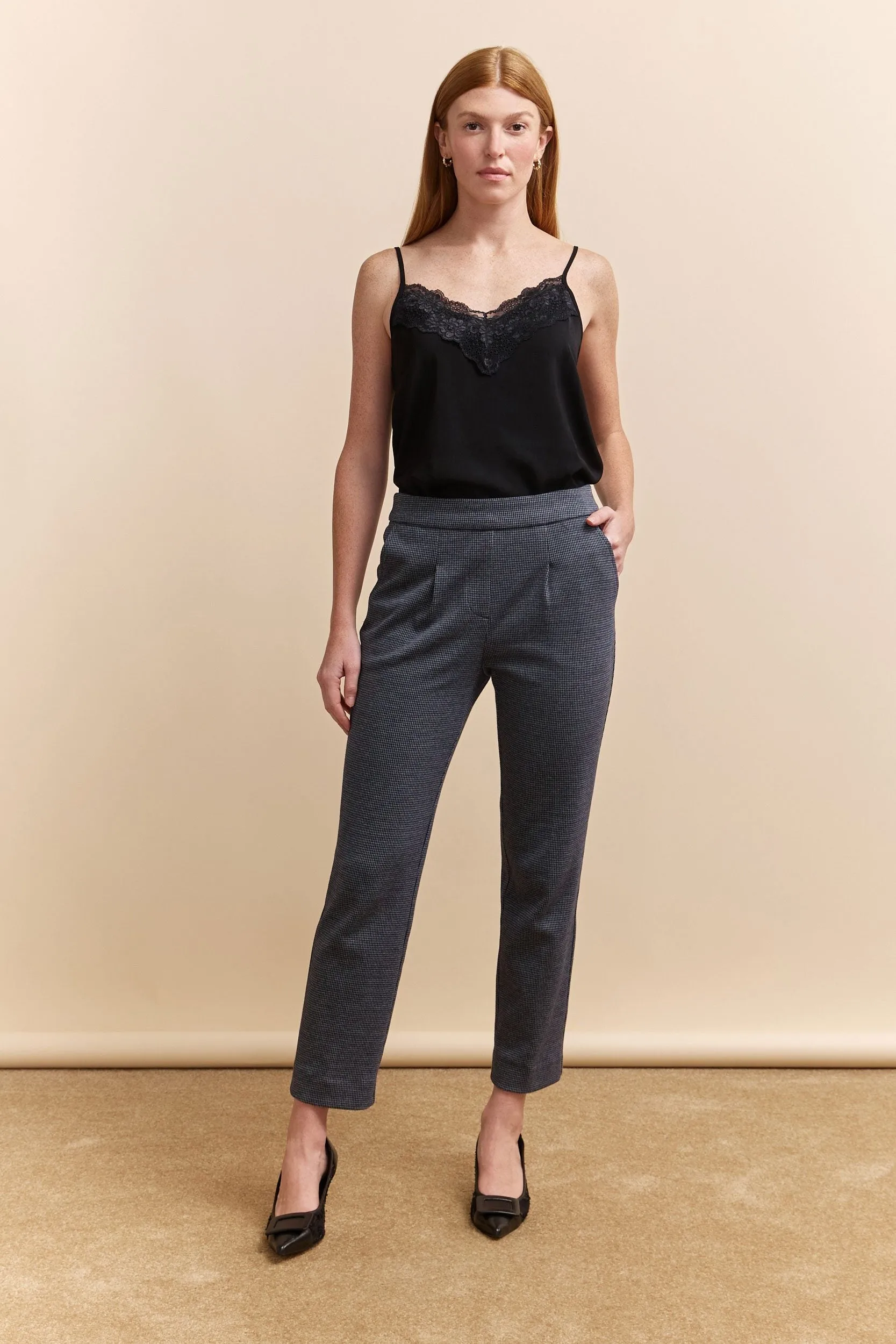 Pant with pleats & elastic waist sold by Tristan Style product image thumbnail 4