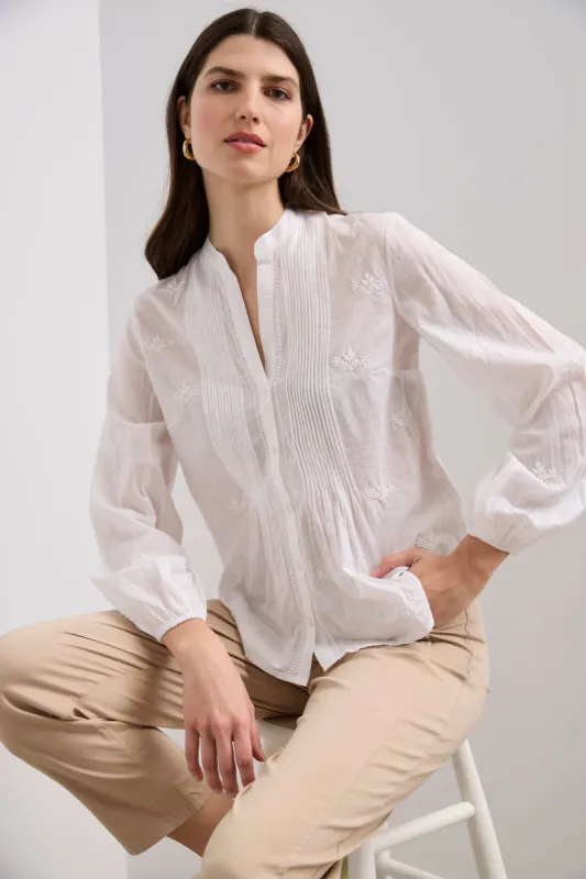 Puffy sleeve shirt with embroidery sold by Tristan Style
