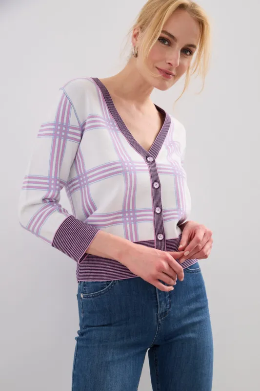 Plaid cardigan sold by Tristan Style