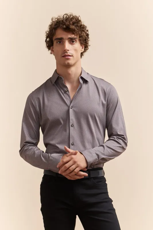 Extra-fitted micro pattern printed shirt sold by Tristan Style