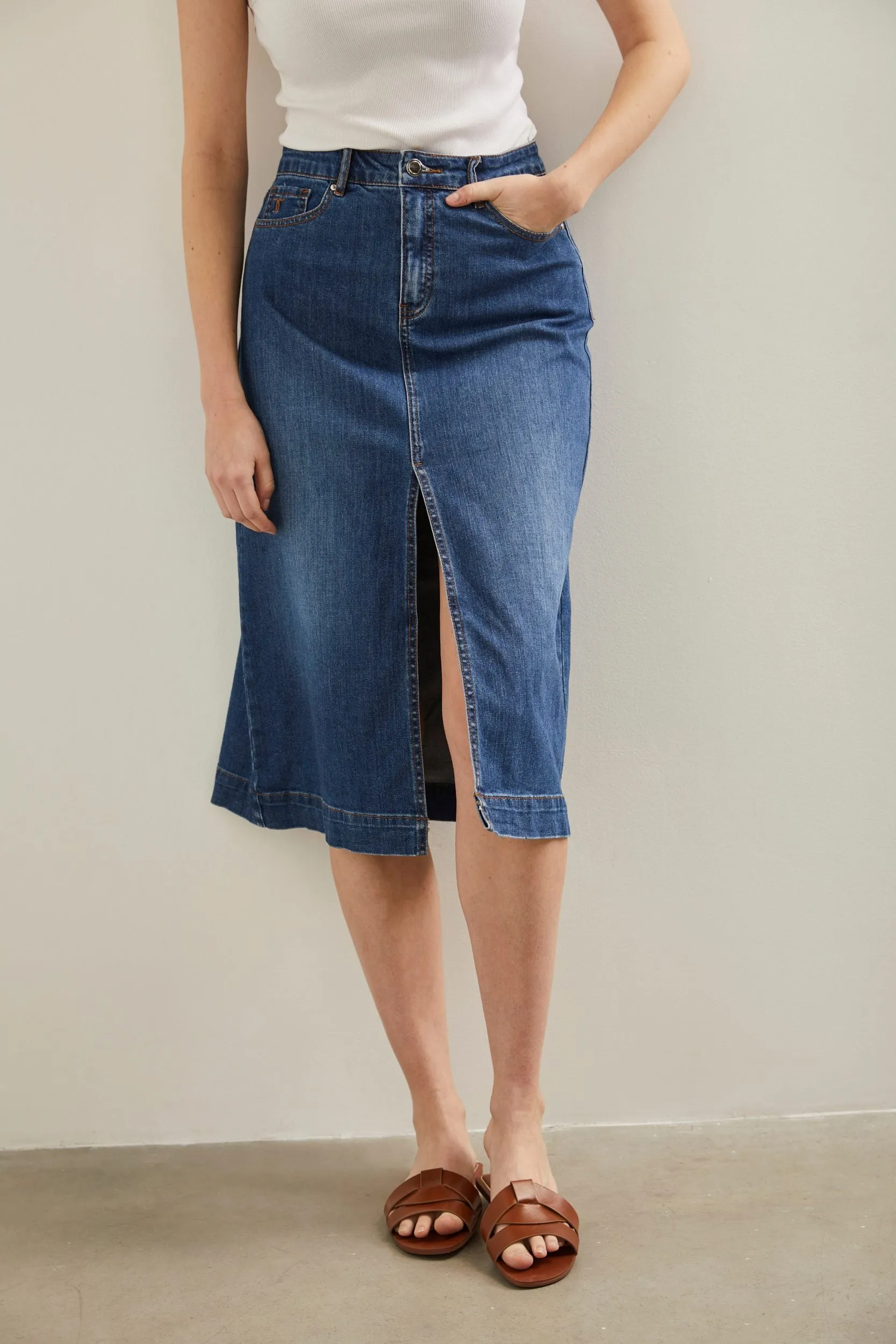 A line denim skirt sold by Tristan Style product image thumbnail 2