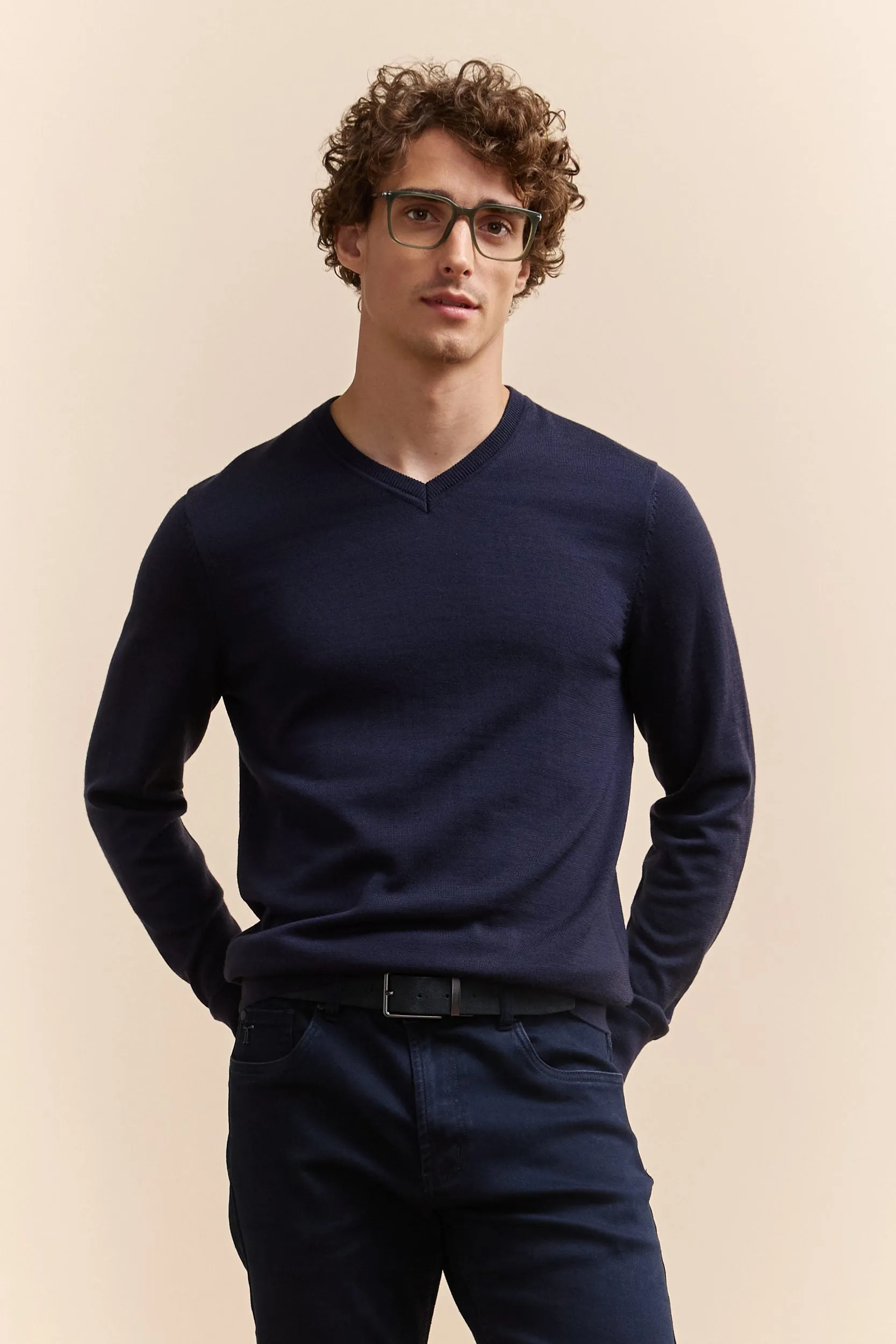 Merino wool V-neck sweater sold by Tristan Style product image thumbnail 3