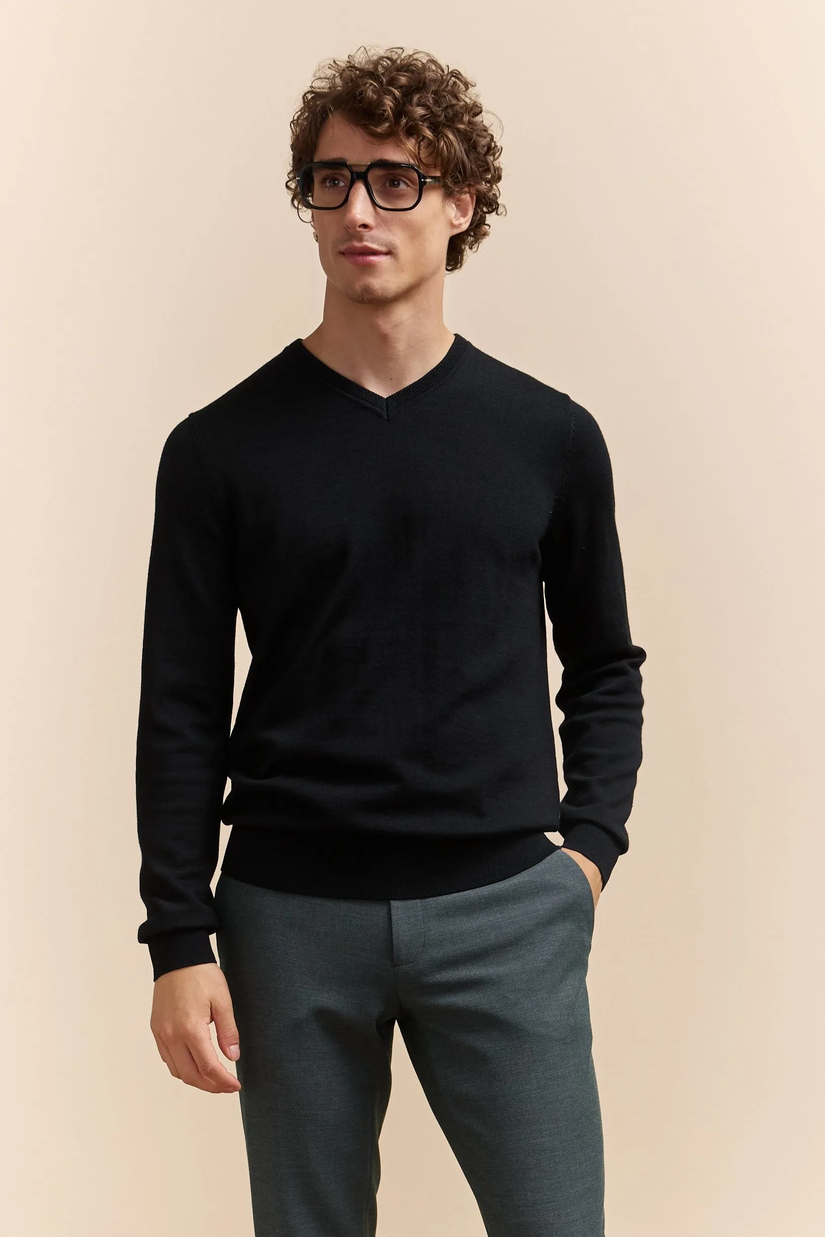 Merino wool V-neck sweater sold by Tristan Style