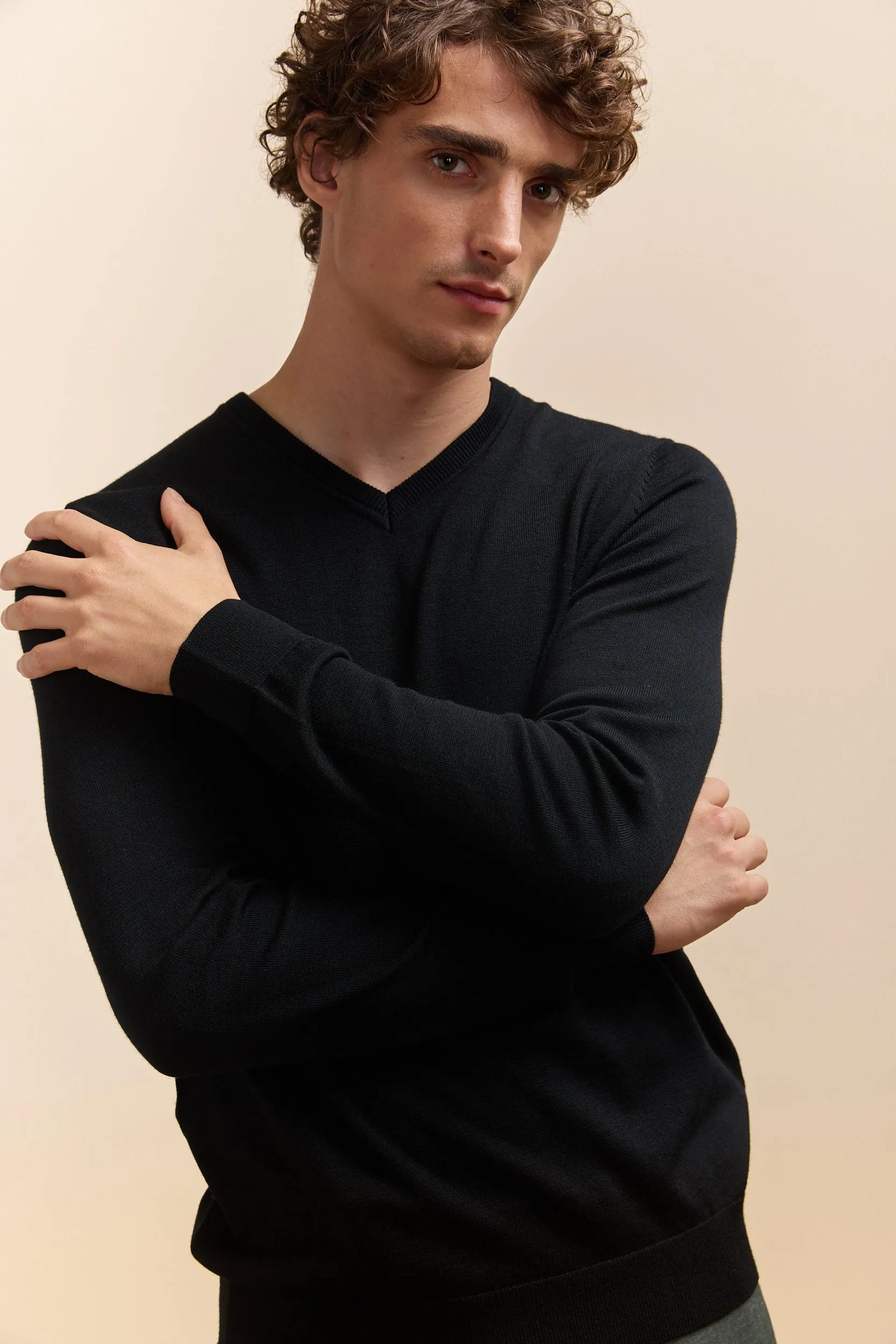Merino wool V-neck sweater sold by Tristan Style product image thumbnail 5