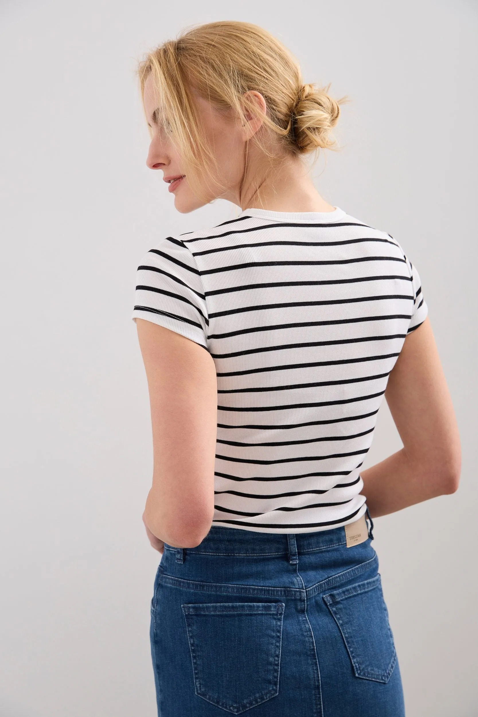 Ribbed striped t-shirt with cr sold by Tristan Style product image thumbnail 2